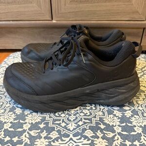 Hoka One One Bondi SR Slip Resistant Athletic Shoes Black Leather Women’s Sz 9.5